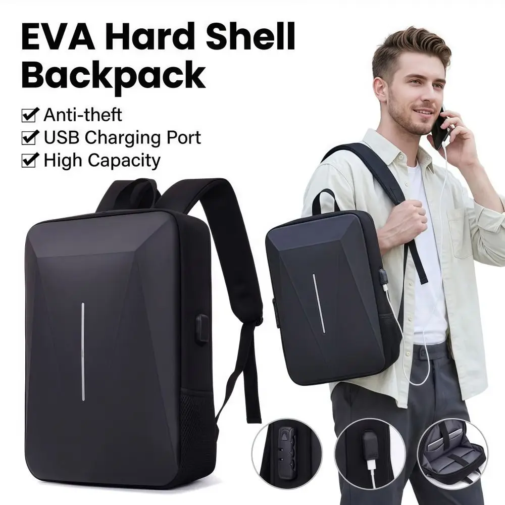Anti-theft Hard Shell Backpack USB Charging Port High Capacity Casual EVA Backpack Multipurpose Waterproof Business Computer Bag