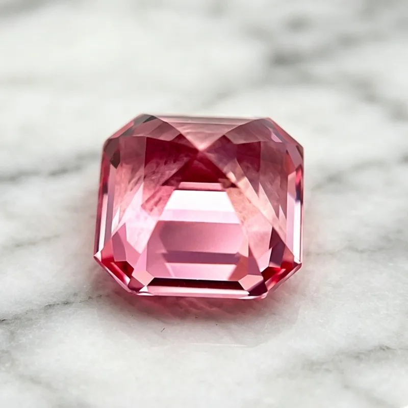 Laborgezüchteter Saphir in Feuerlotusfarbe, Asscher-Schliff, Edelstein für DIY-Ringe, Halsketten, Ohrringe, mit wählbarem Zertifikat – Detail 6