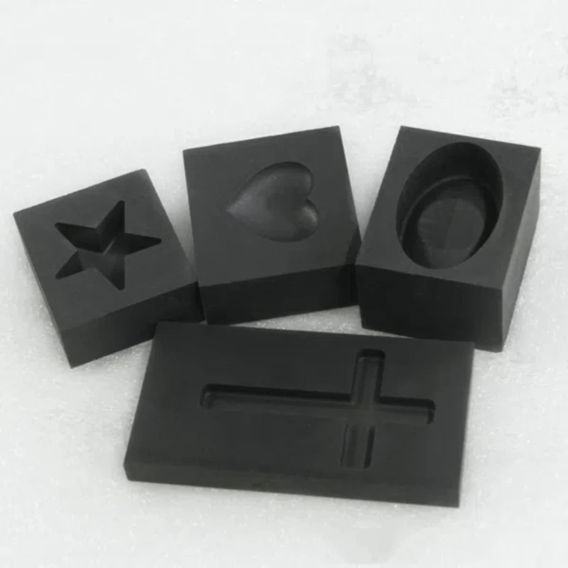 Multi-shape graphite melting gold and silver mold ingot core five-pointed star cast graphite oil trough porous jewelry tool