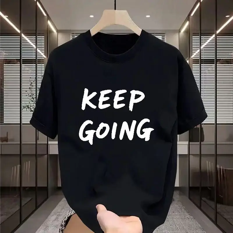 

Keep Going, белая, темно-синяя, черная, серая футболка с мотивационным текстовым принтом, унисекс, хлопковая уличная одежда, повседневная модная одежда