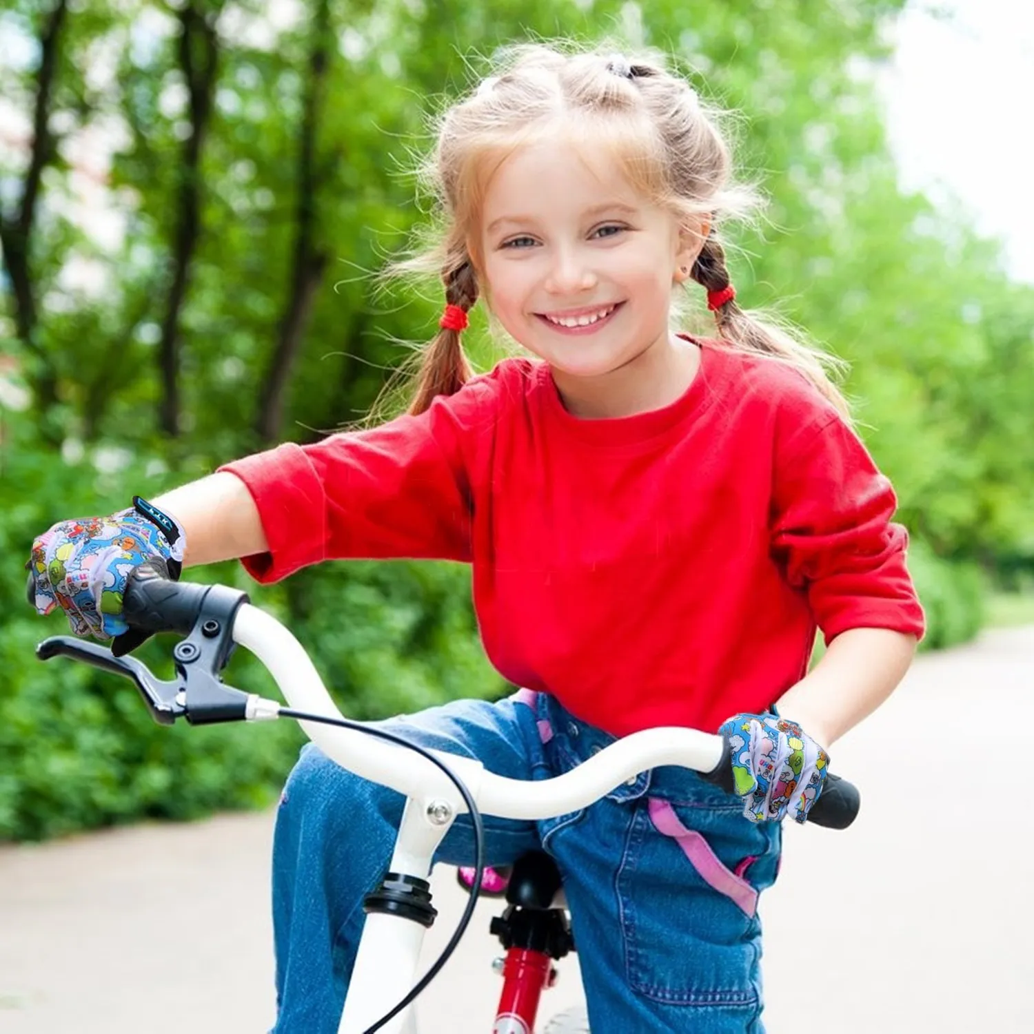 Non-Slip Gel Kids Cycling Gloves Bicycle Full Finger Touch Screen Breathable Glove Fit Boy Girl Youth Age 2-11 Drop Shipping
