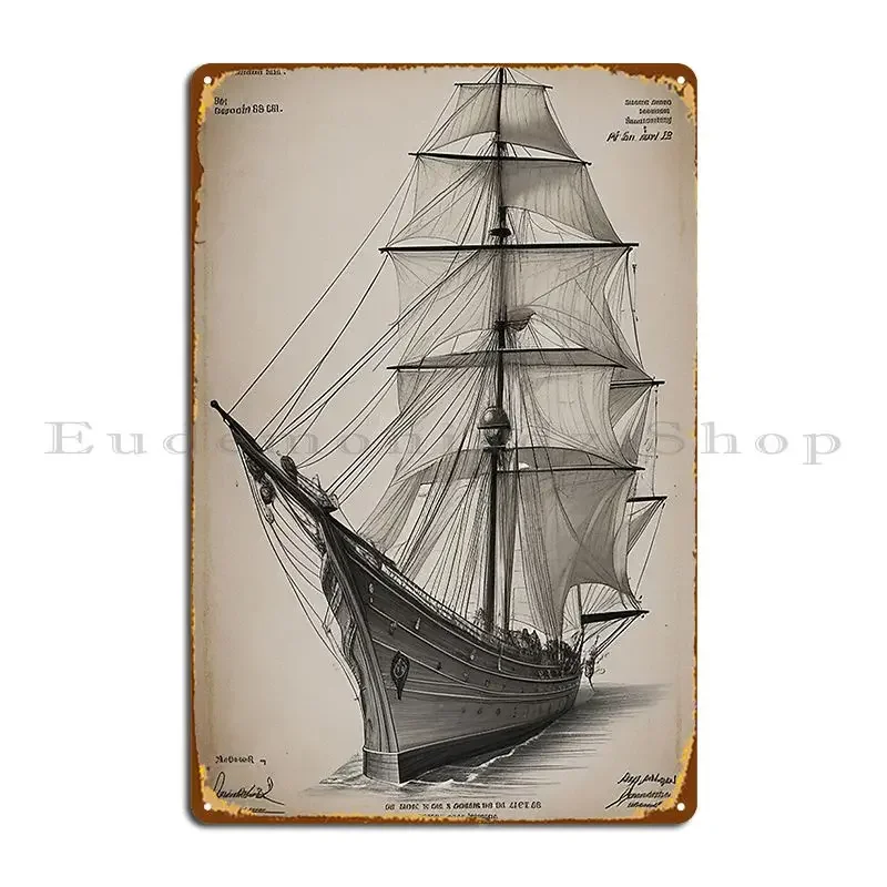 Pirate Ship Patent Structure Vintage Metal Sign Personalized Decoration Wall Cave Wall Decor Cinema Tin Sign Poster