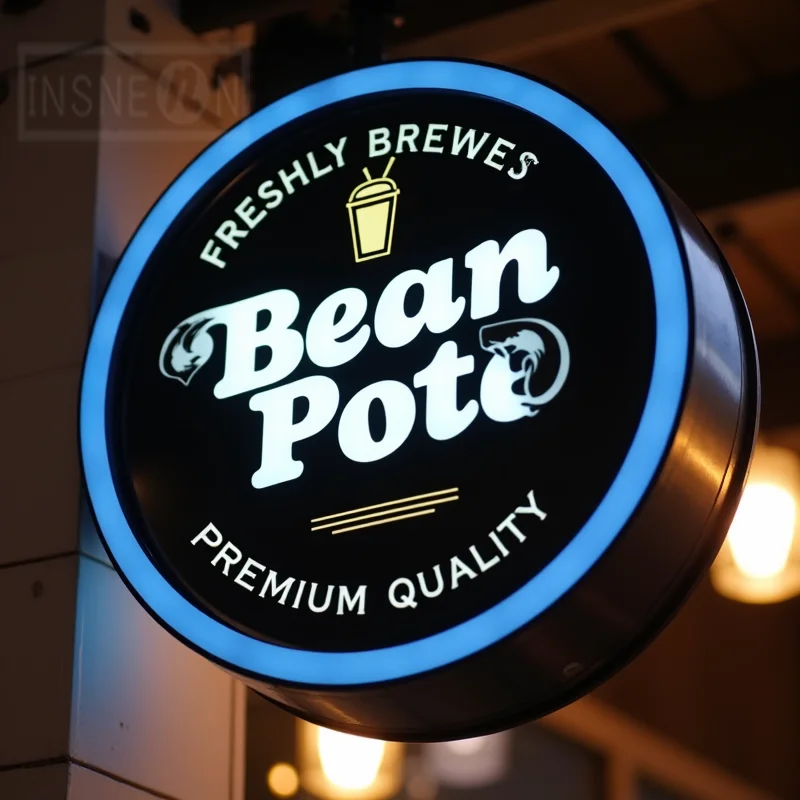 Custom Waterproof Round LED Light Box for Commercial Use Acrylic Double Sided Durable Advertising Sign