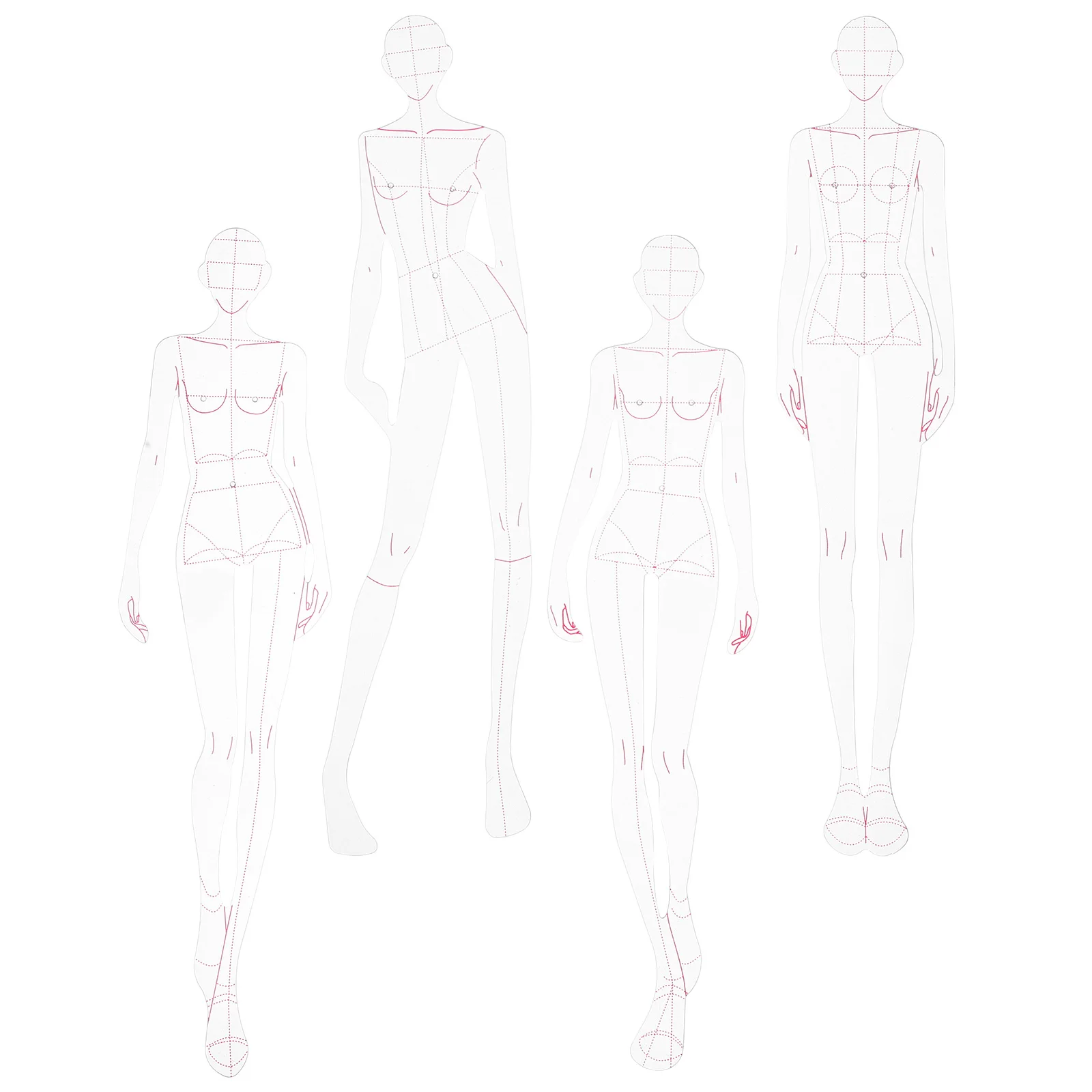 مجموعة مسطرة رسم عصرية مع قوالب رسم لنماذج الملابس الأولية أداة مساعدة بتصميم شخصية الإنسان #1