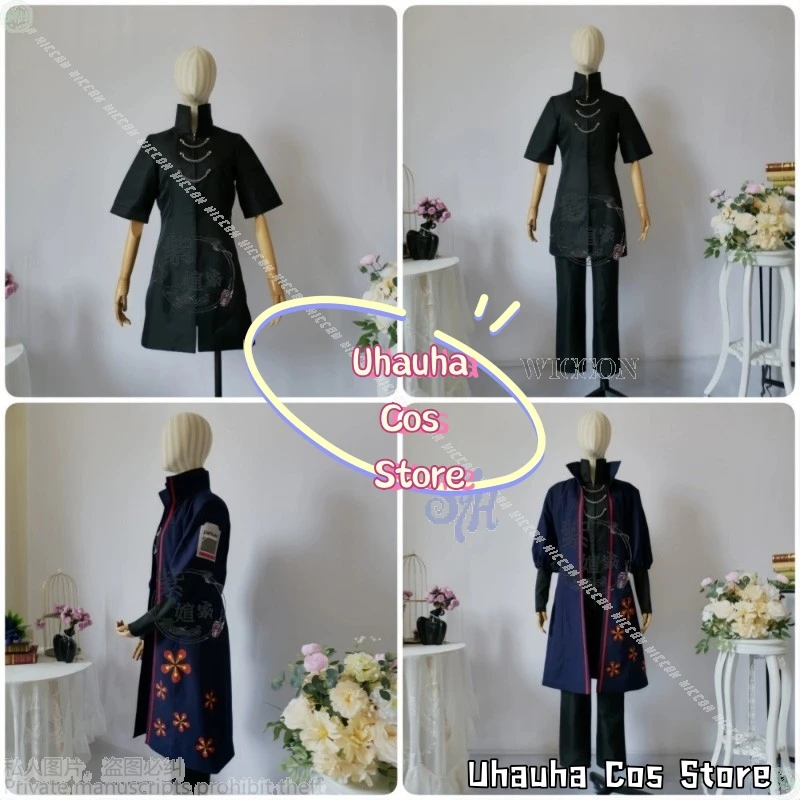 ชุดคอสเพลย์เจียฮวนจากอนิเมะเกมลิมบัส คอมพ์ไน์ เสื้อโค้ทพังก์สีน้ำเงินเข้ม ลายดอกไม้ วิกผมยาว สำหรับงานปาร์ตี้ฮาโลวีนและคริสต์มาส{Uhauha Cos}
