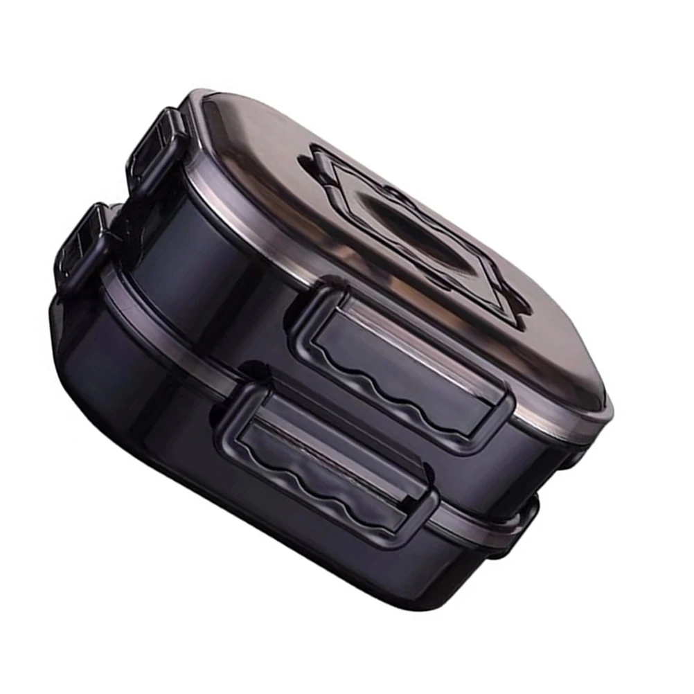 

Thermal Lunch Box Double Layer Portable Metal Holder Leakproof High Capacity Food Containers Office Outdoor Safe Compact