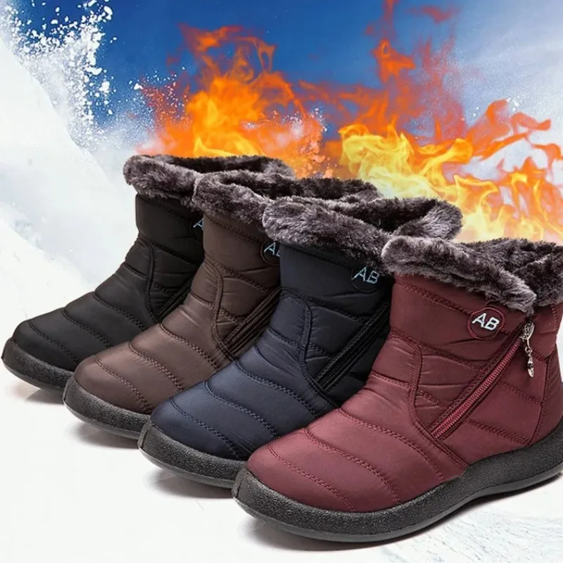 New Womens Snow Boots Quality Plush Keep Warm Snow Boots Comfort Non Slip Cotton Shoes for Woman Fashion Casual Boot Botas Mujer