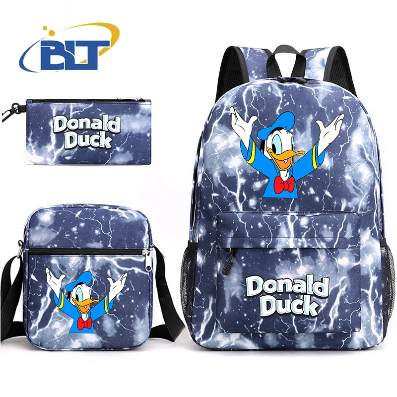 Disney Donald Duck print kids school bag set student backpack shoulder bag pencil case 3-piece set for boys and girls