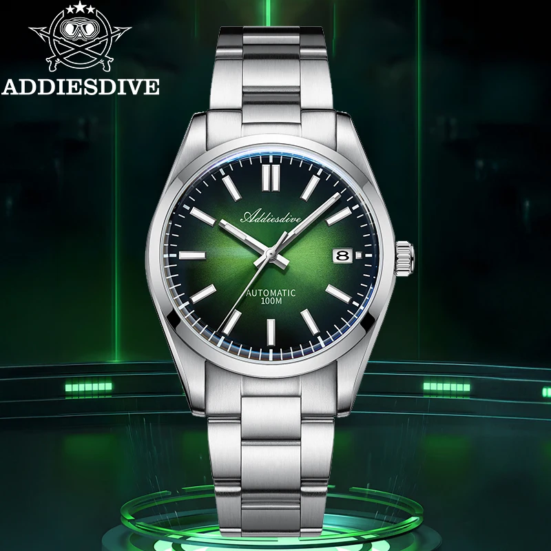 

ADDIESDIVE Watch New Sappire AD2071 Gradient Sunburst Dial NH35 Automatic Watch 100m Waterproof Diving Luxury Men Wristwatch