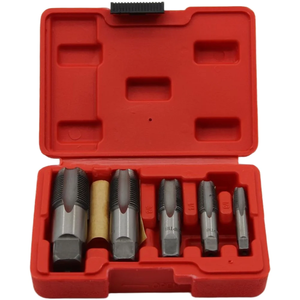 NPT for tap Set 5 Piece and 6 Piece Options Bearing for Steel Construction Color Coded Red Blue Titanium Cases for Pipe Repair