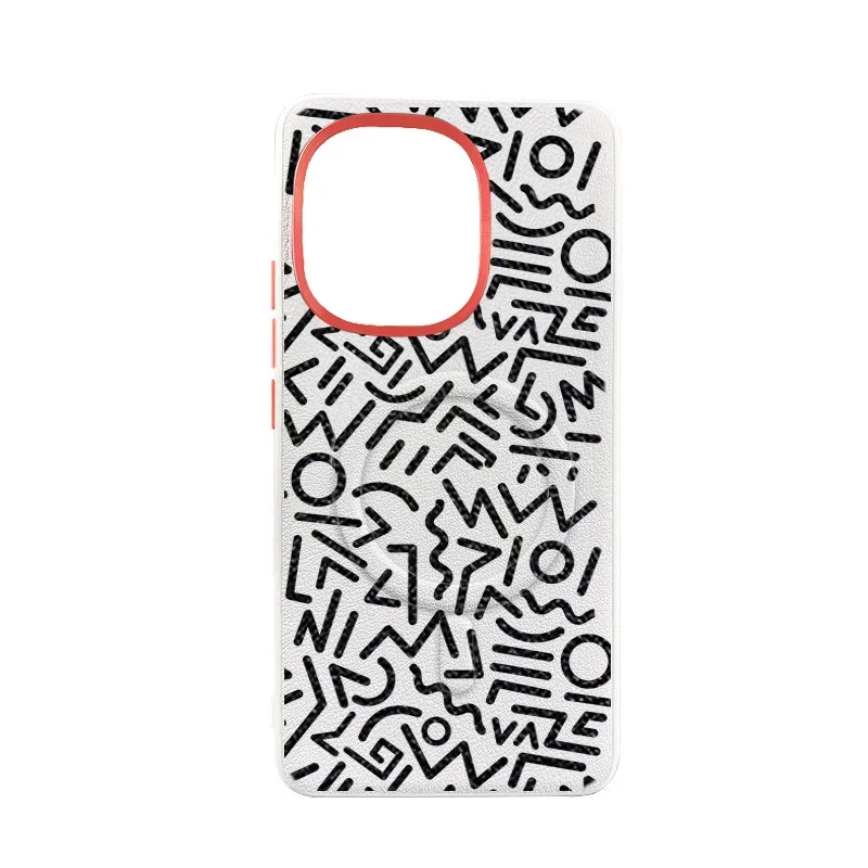 

For OnePlus 13T Magnetic Graffiti Leather Phone Case Shell for 1+13 13R Ace 5 Pro Metal Button&Lens Ring Hard Protective Cover