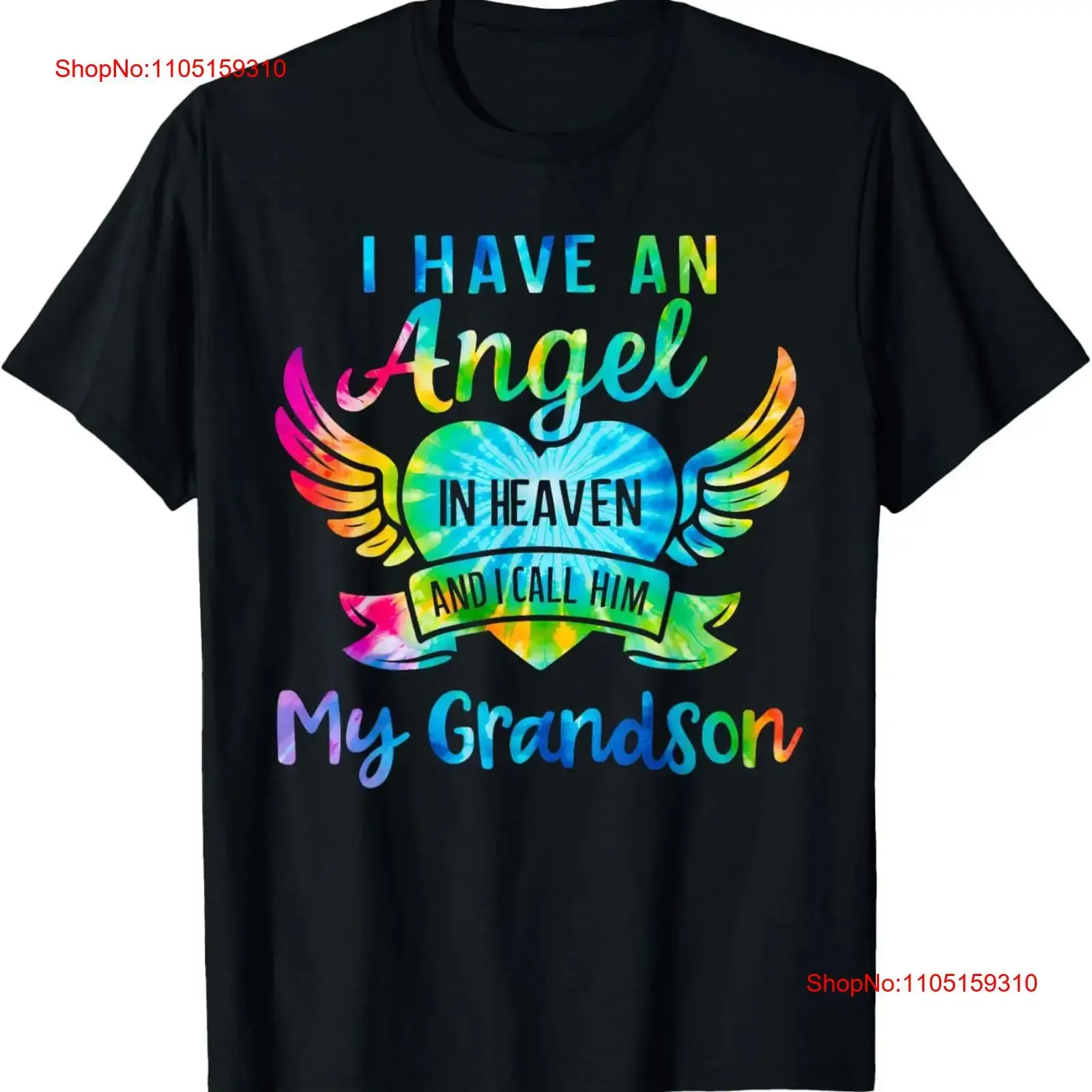 

Футболка «I Have an Angel in Heaven Call Him My Grandson Tie Dye», винтажный потертый дышащий топ для повседневной носки, стильный