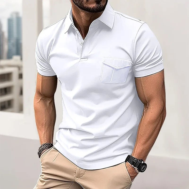 Summer men's short sleeved polo shirt business office lapel shirt Men's sports and casual top European and American plus size