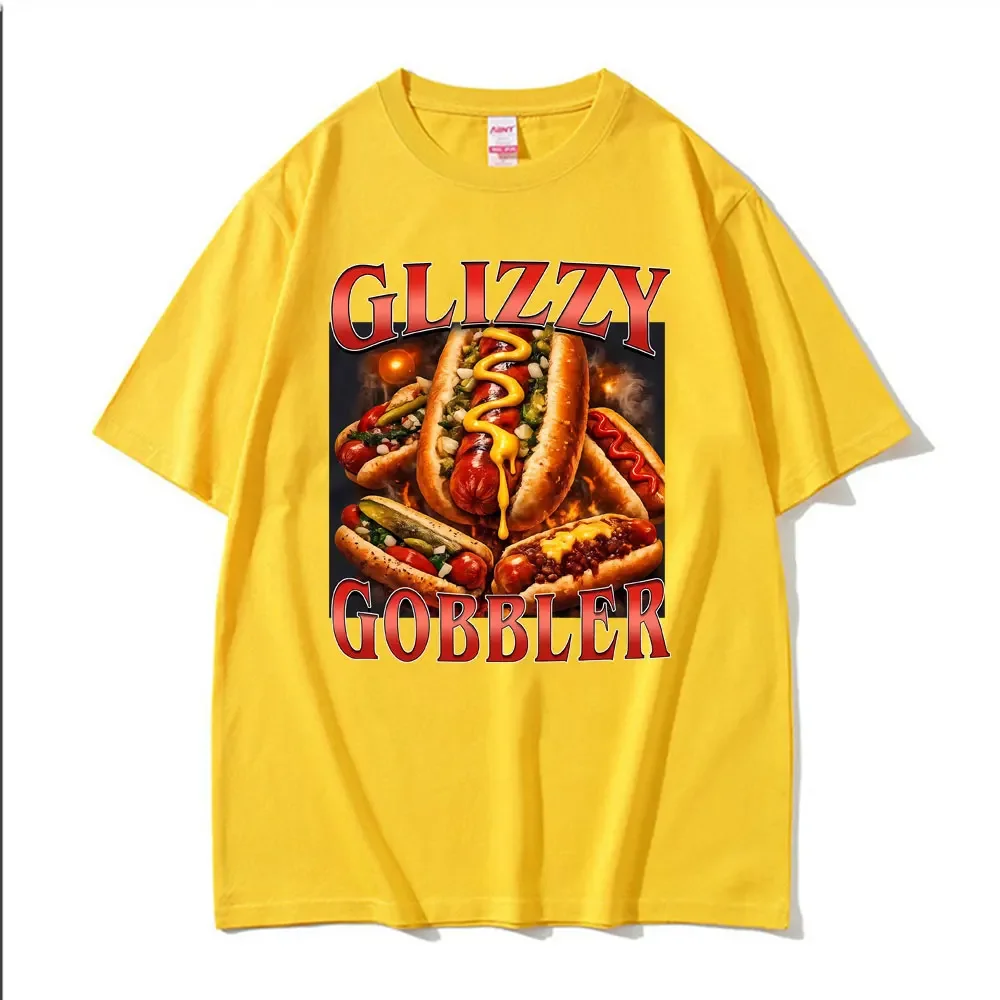 Glizzy Gobbler Funny Hot Dog Graphic T-Shirt Women Clothing C Streetwear T-Shirts Fashion Vintage Loose T Shirts