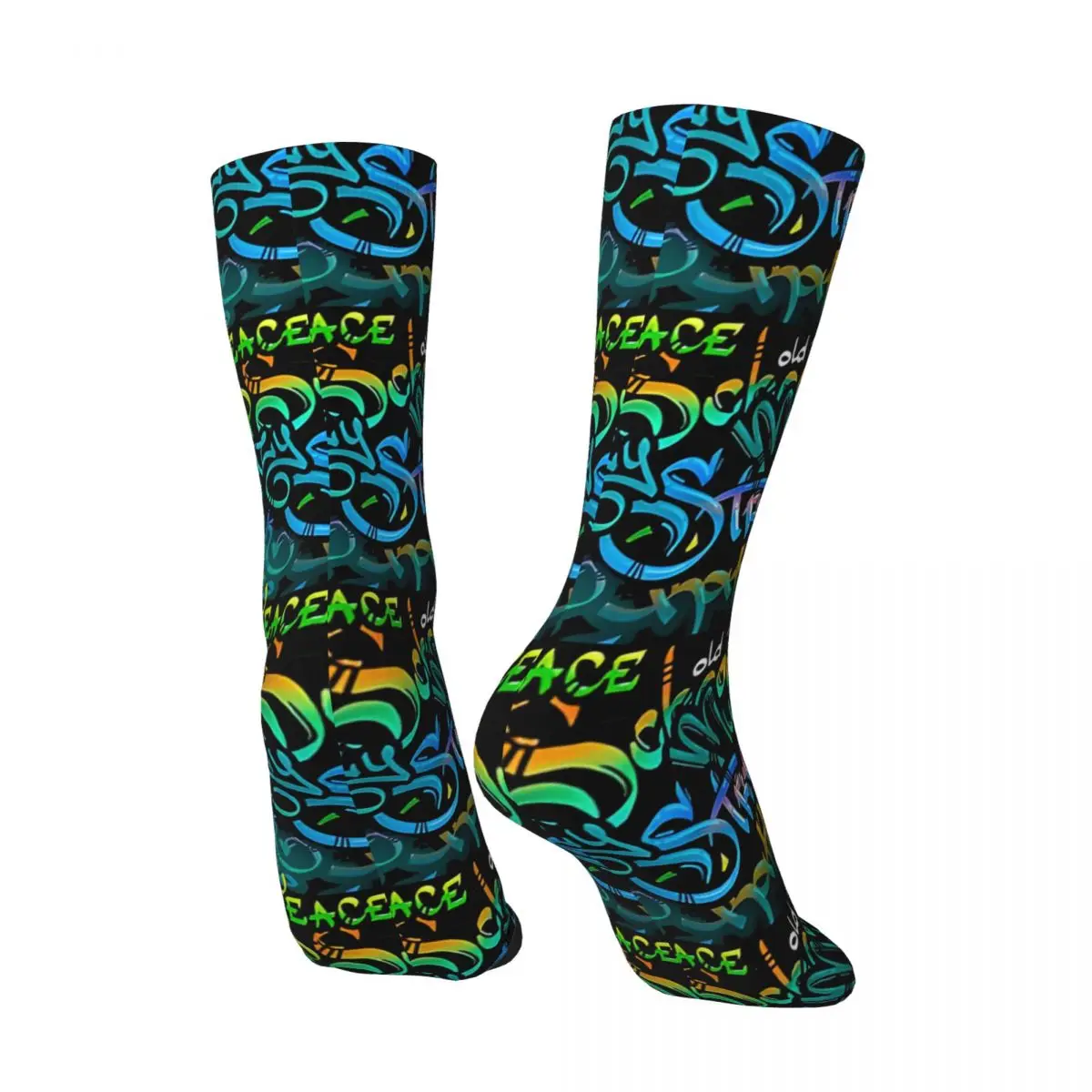 Crazy compression Urban Sock for Men Harajuku Seamless Pattern Crew Sock Casual