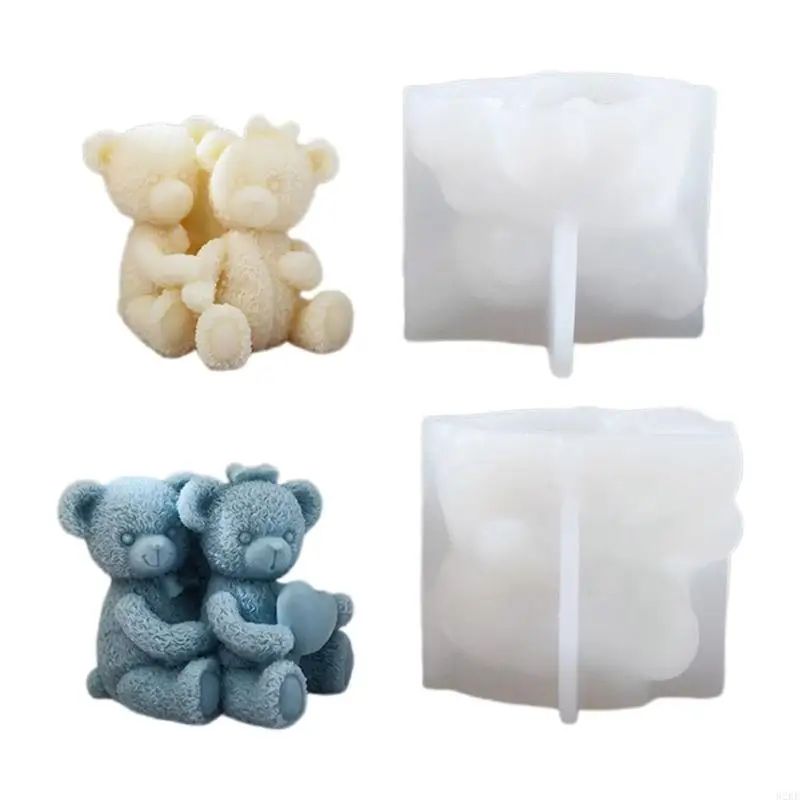 

62KE Lovers Bear Epoxy Resin Mold Making Soap Melt Resin Clay Home Decorations