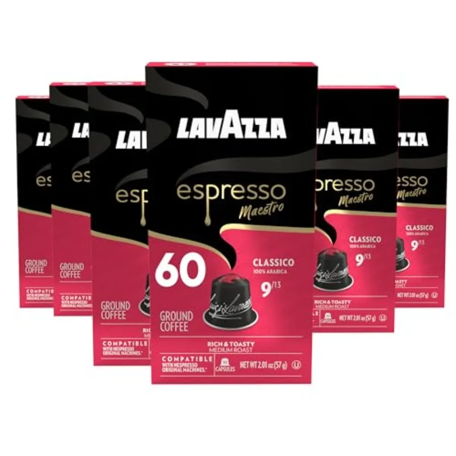 

Капсулы Espresso Maestro Classico из алюминия, совместимые с оригинальными кофемашинами Nespresso*, средняя обжарка, 100% арабика, 60 штук.