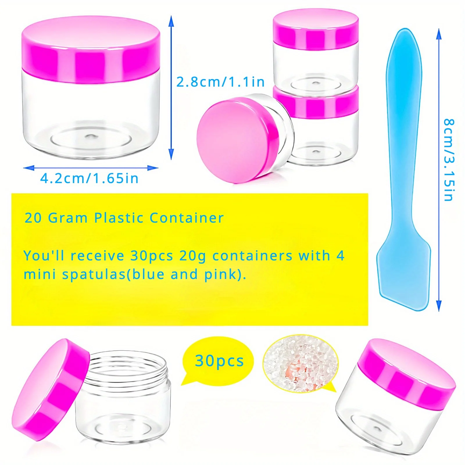 30 قطعة عينة فارغة الأواني 20 جرام البلاستيك برطمان مستحضرات التجميل السفر حاوية مستحضرات التجميل جرة لمستلزمات التجميل كريم بلسم الشفاه المحمولة ماكياج جرة