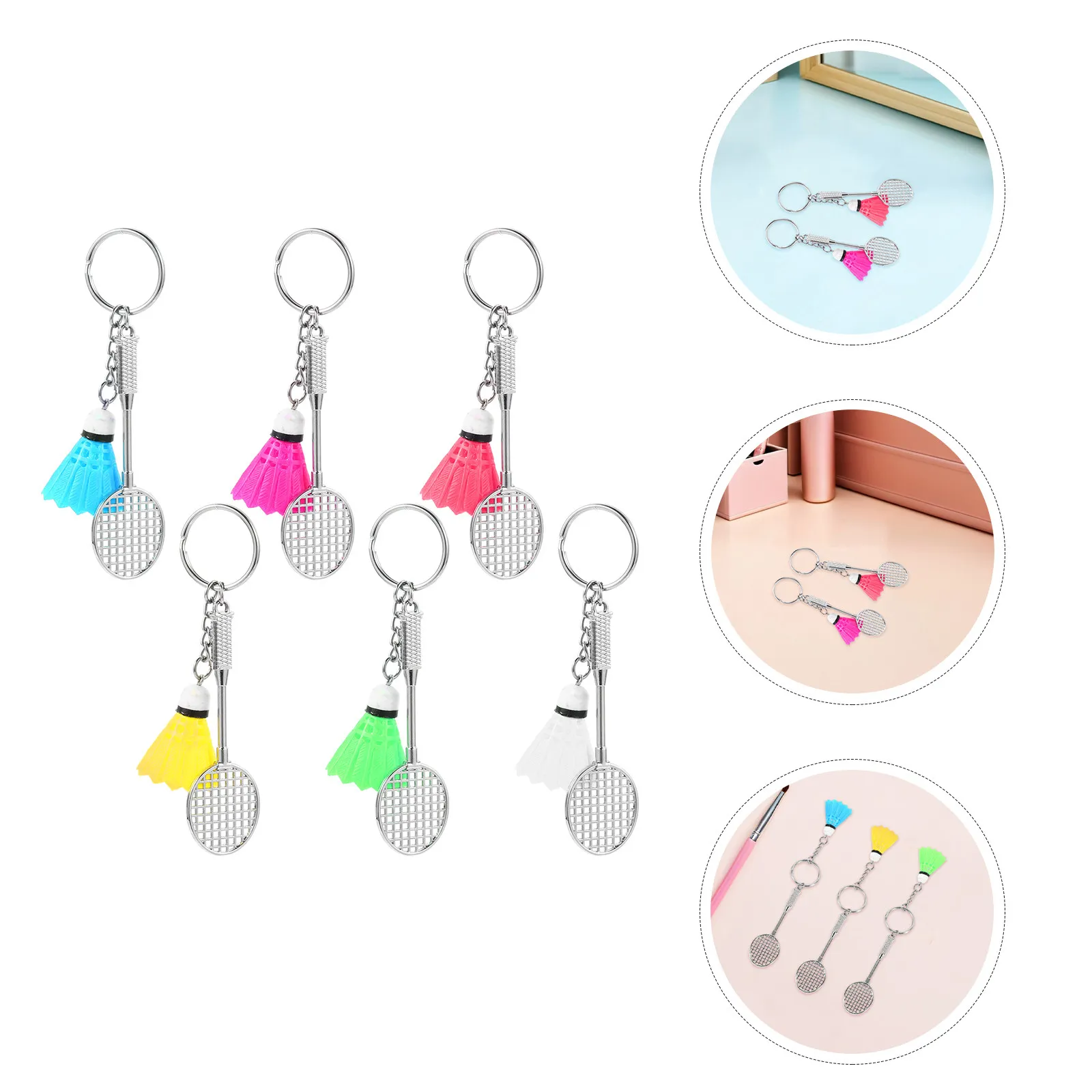 11Pcs Badminton Key Sports Miniature Racket Shuttlecock Pendant Party Favor Sports Gift Badminton Key Chain