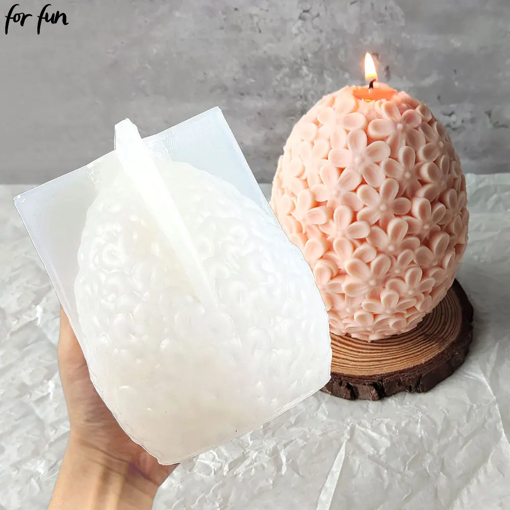 

For Fun 3D Egg Shaped Flower Ball Silicone Candle Molds DIY Carving Flowers Gypsum Soap Resin Mold Home Decoration Ornament Gift