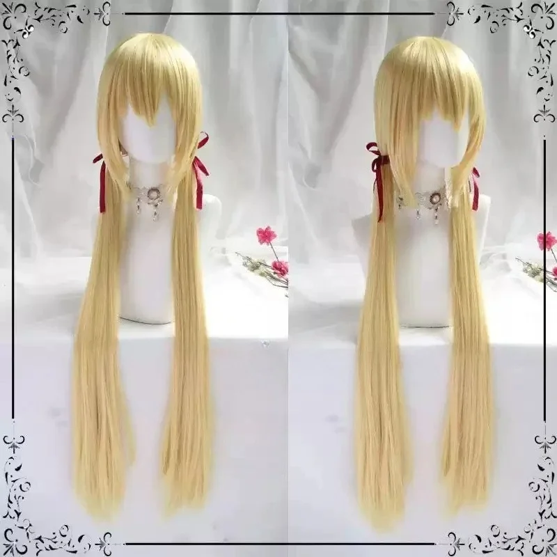 Long Gold Double Ponytail Heat Resistant Synthetic Hair Halloween Costume Two Types Game RIDDLE JOKER Arihara Nanami Cosplay Wig