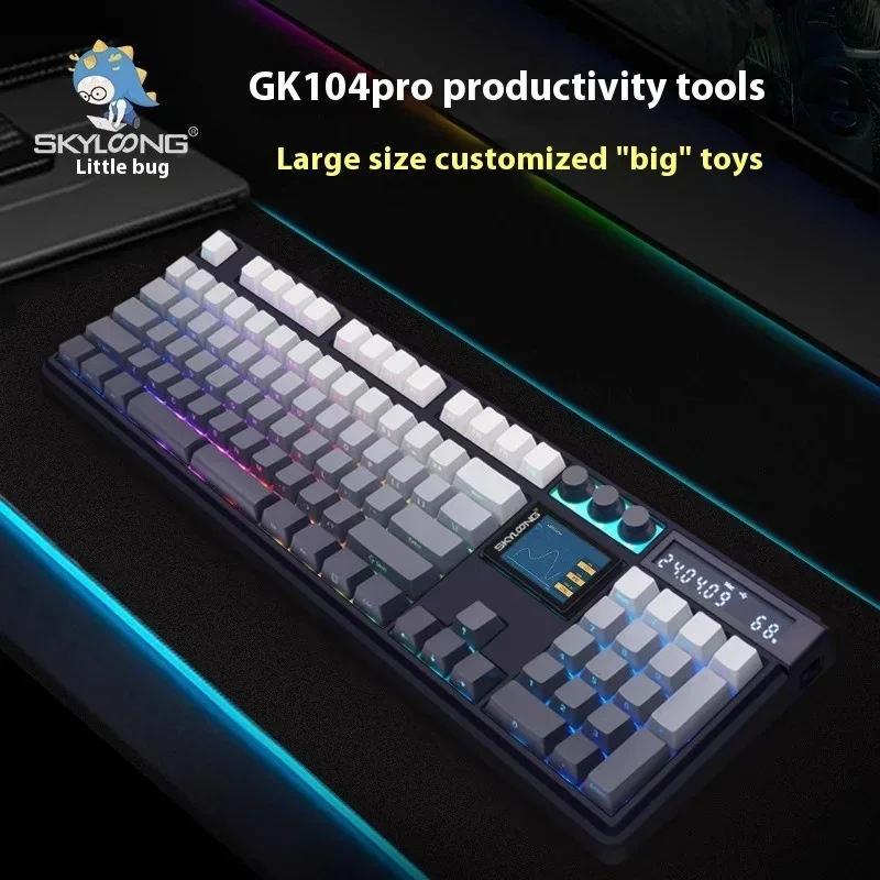 Imagem -02 - Skyloong Gk104pro Teclado Mecânico 8k Tela Inteligente Dupla com Botão Modo Teclado sem Fio Personalizar Gk104 Pro Calculadora de pc