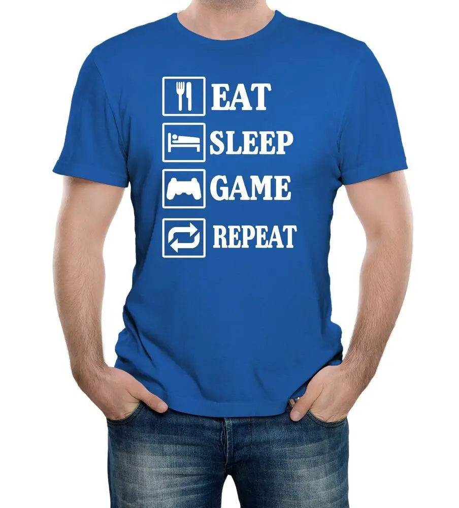 Eat S p Game Repeat Men's T-Shirt - Gift Gaming Xmas Present Humour Joke Funny