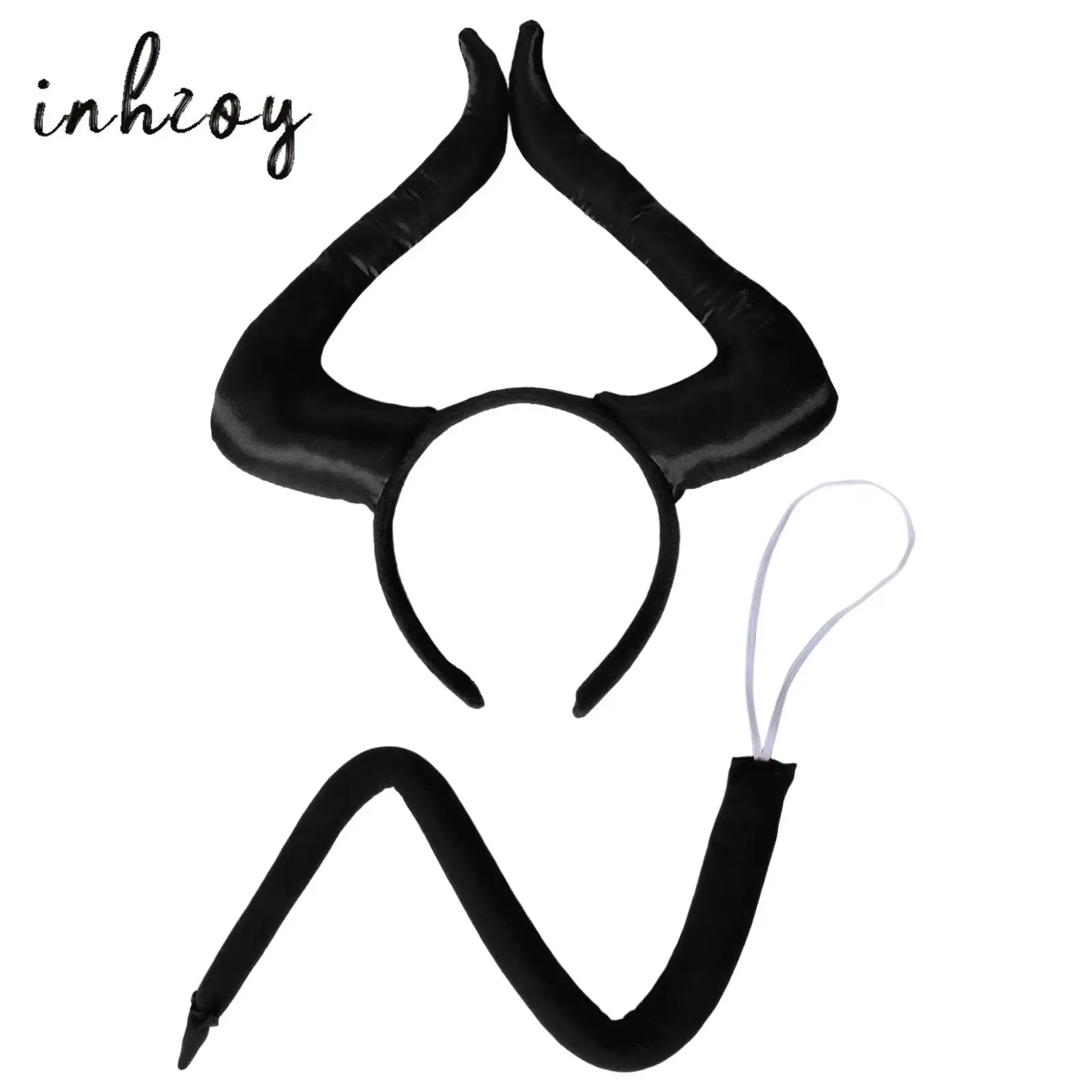 

Adults Kids Unisex Horn Headband with Triangular Tip Tail Cosplay Costume Accessory for Halloween Carnival Role Play Headwear
