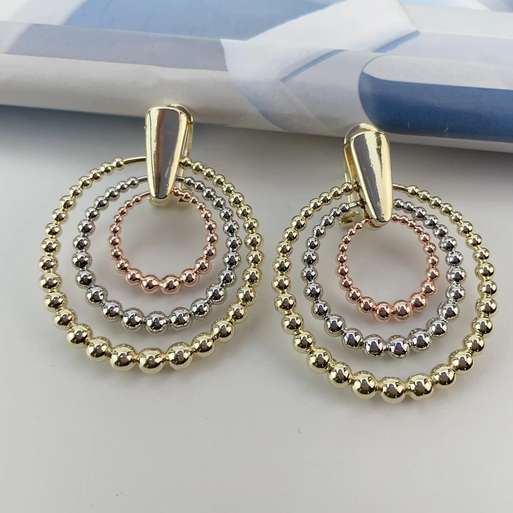 Yuminglai Fashion Luxury Dubai Jewelry Accessories Superior Quality Goldplated Long Drop Earrings for Women FHK29500