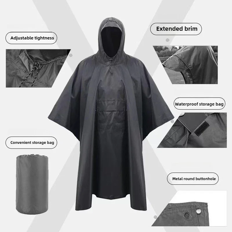 

Многоцелевой тактический плащ-пончо 3-в-1 — водонепроницаемый дышащий дизайн для езды на мотоцикле и приключений на открытом воздухе