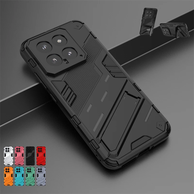 

For Xiaomi 14 Case Cover Mi 14 Capas PC Armor Bumper Back Kickstand Shockproof Holder Cover For Xiaomi Mi 14 Pro Xiaomi14 Fundas