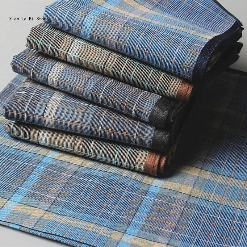 40x40cm Check Handkerchief for Men Casual Use Pocket Cloth Soft Breathable Square Handkerchief Towel for Gentleman 6PCS