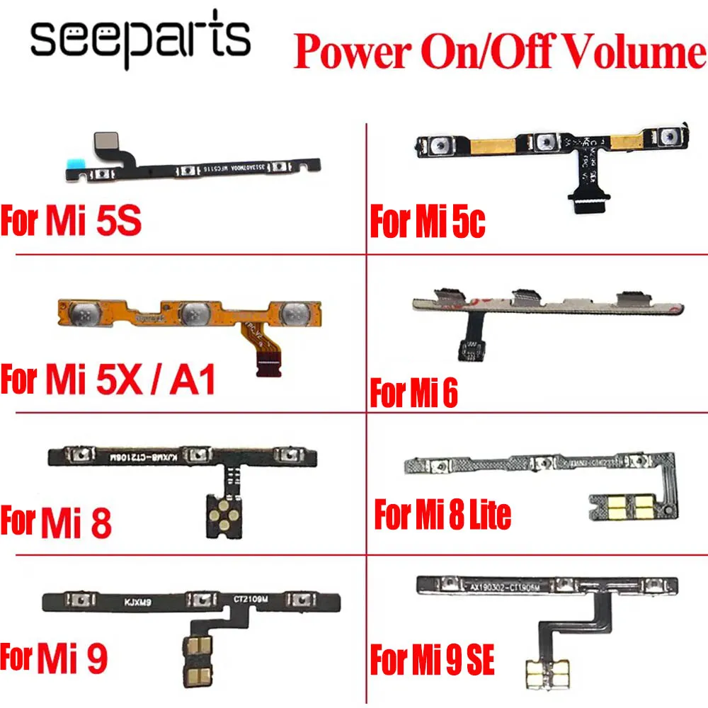 

Для Xiaomi Mi 5 5S 5C 5X 6 6X 8 9 Lite 9T Pro Кнопки включения/выключения громкости Гибкий кабель Mi8 SE Кнопка увеличения/спуска громкости Гибкий кабель