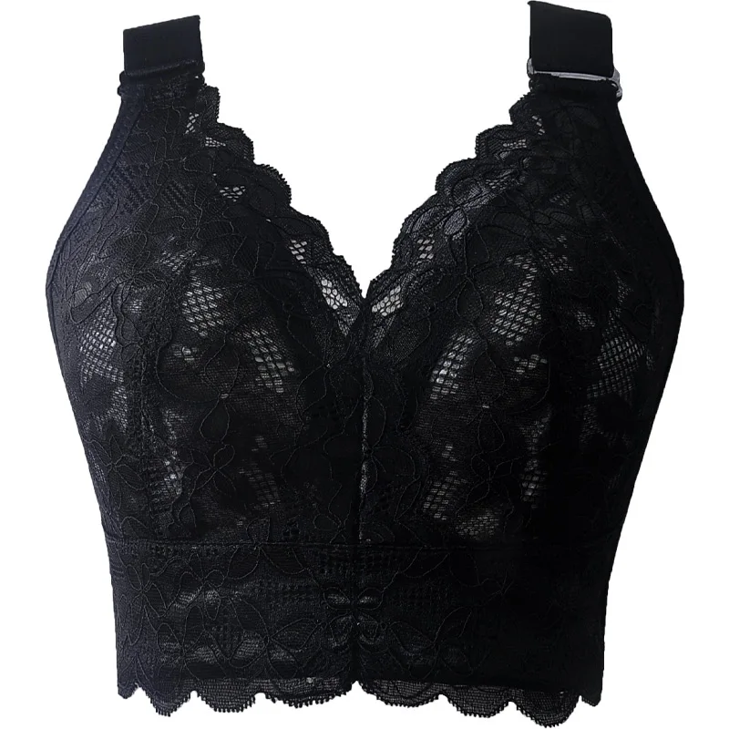 Sexy Lace Plus Size Bra For Women Push Up Bras Comfortable Wireless Anti-sagging Ultrathin Adjustable strap Vest Underwear