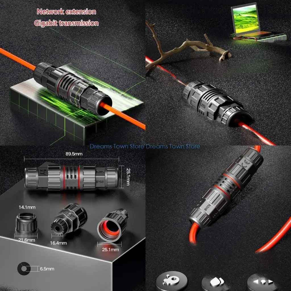 

HX6A RJ45 Водонепроницаемый разъем Сверхсильный растяжимый кабельный разъем Ethernet IP68