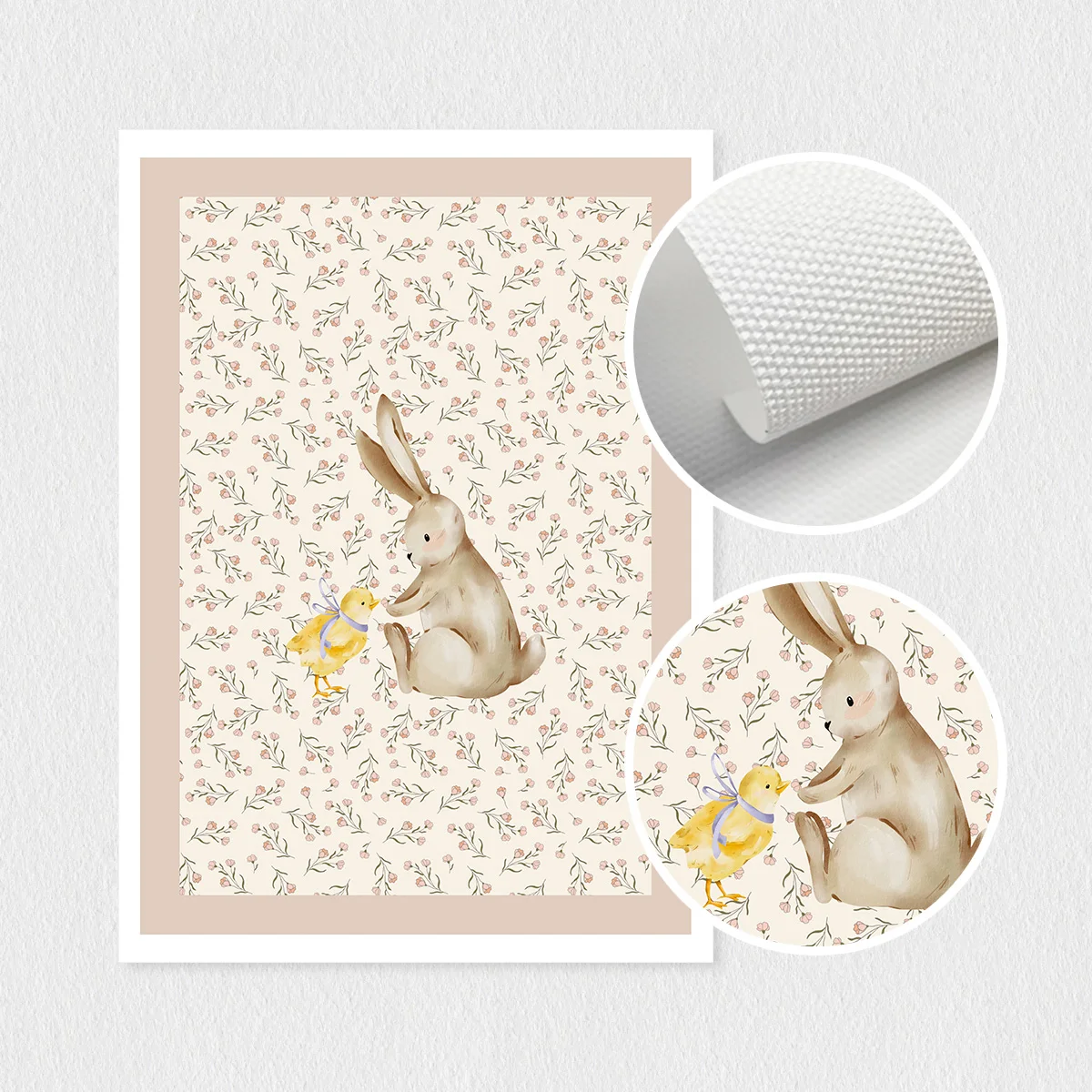 3-Piece Set of Beige Bohemian Style Forest Rabbit and Duck Wall Art Canvas Prints, Bohemian Floral Watercolor Paintings, Rabbit Wall Prints, Forest Animal Room Decor, Ideal Gift for Bedroom, Living Room, Hallway, Wall Art, Wall Decoration, Autumn Decor, Wall Decoration, Room Decoration, Frameless