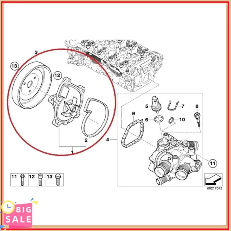 Exclusive 120459 Engine Water Pump Pulley Water Pump Pulley Car For Mini R55 R56 R60 BMW 114I 316I Citroen C3 C4  207 308