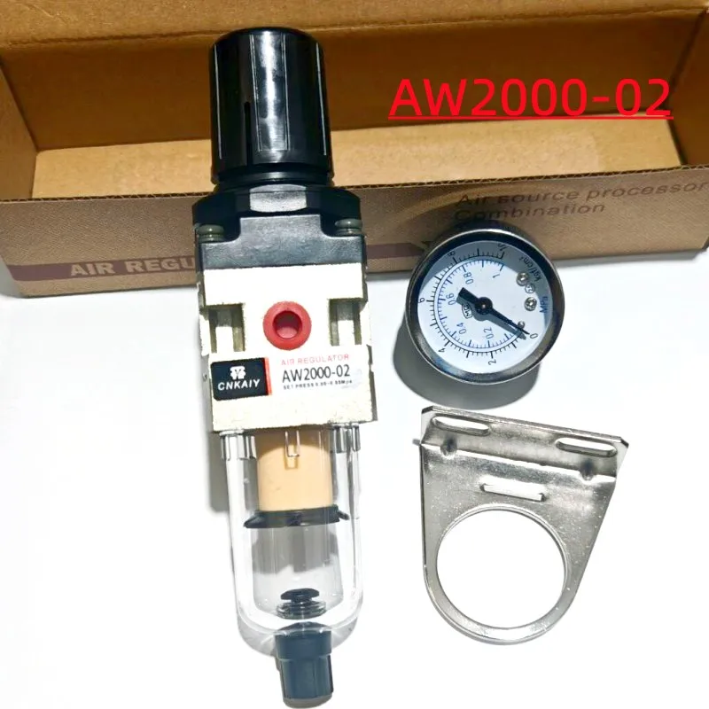 AW2000-02 Pneumatic 1/4 BSP Air Filter Pressure Regulator Combo Piggyback, Air Tool Compressor Filter with Gauge