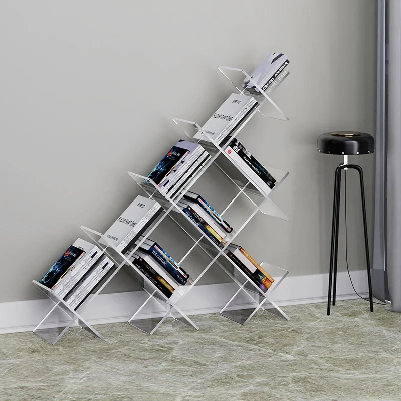 رف كتب متعدد الطبقات من الأكريليك رف عرض المجلات رف تخزين أرضي شفاف إبداعي لمطعم الفندق #2