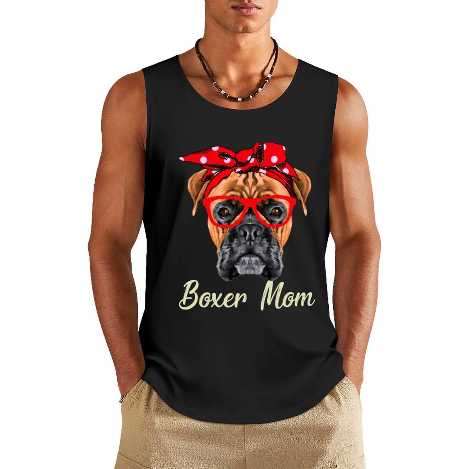 Boxer Mom Tank Top cotton t-shirts man T-shirt Men's gym gym clothes man