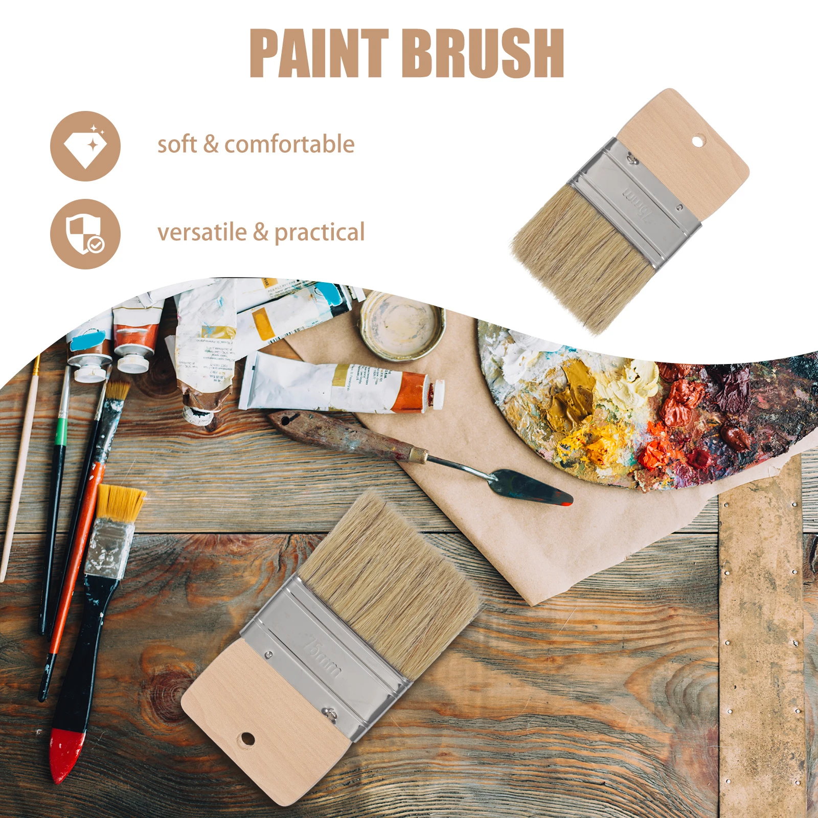 

High Quality Pig Bristle Brush Beach Sand Remover Tool Portable Painting Brush with Wood