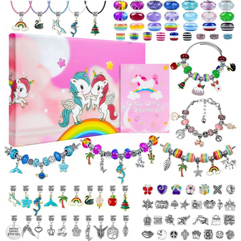 150pcs Jewelry Making Kit Charm Bracelet Necklace Present Alloy Beads Set DIY Toys for Children Bracelets Birthday Gifts