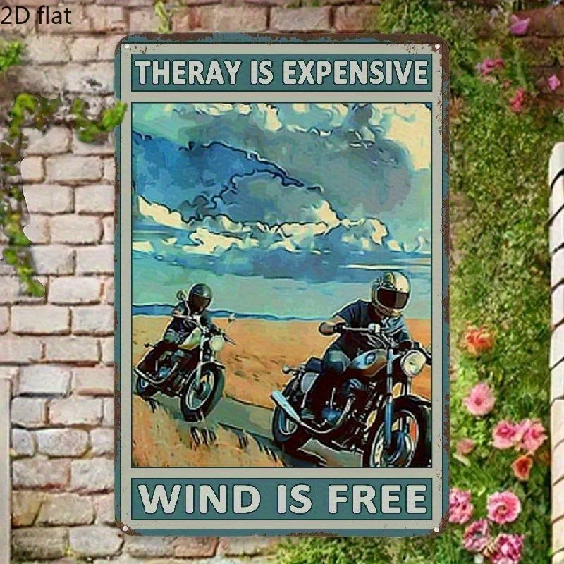 Motorcycle-Themed Metal Wall Art Sign - Biker Retro Garage Decor with 