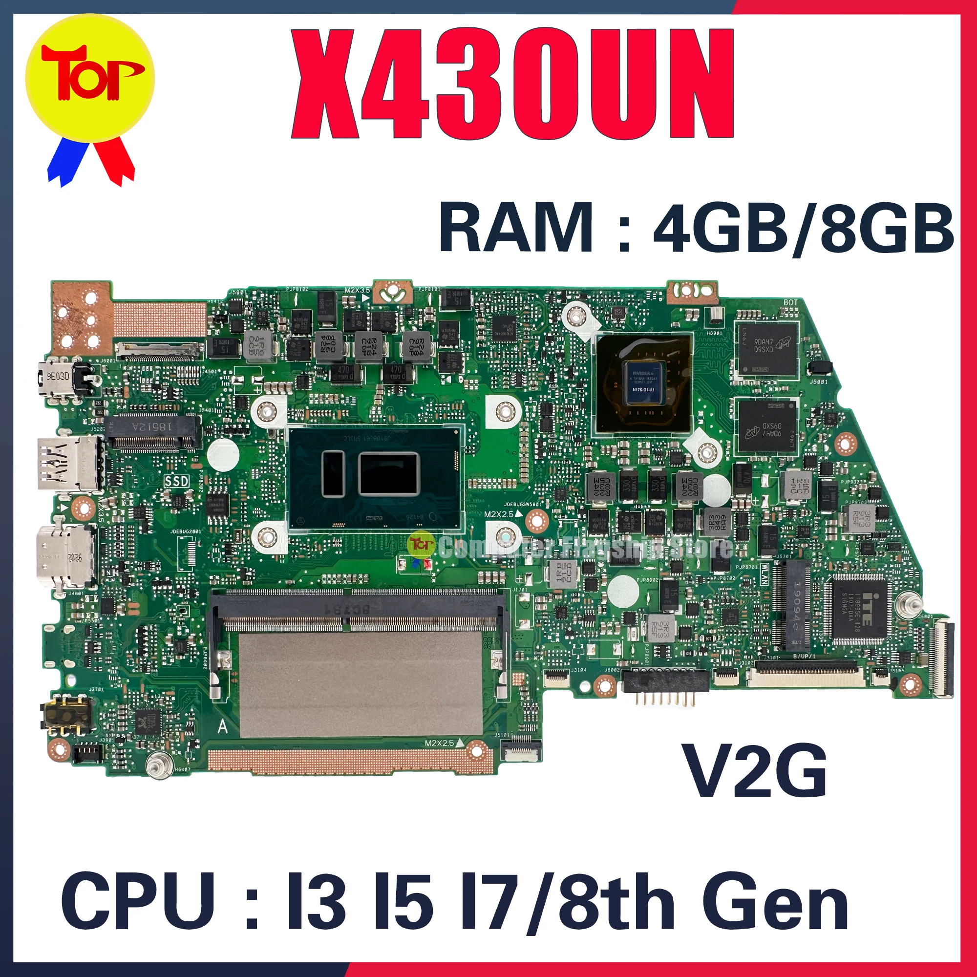 X430UN Mainboard For ASUS S430UF V430UF K430UN S430UA R430UA K430UA R430UN R430UF X430UA Laptop Motherboard I3 I5 I7 4GB/8GB-RAM