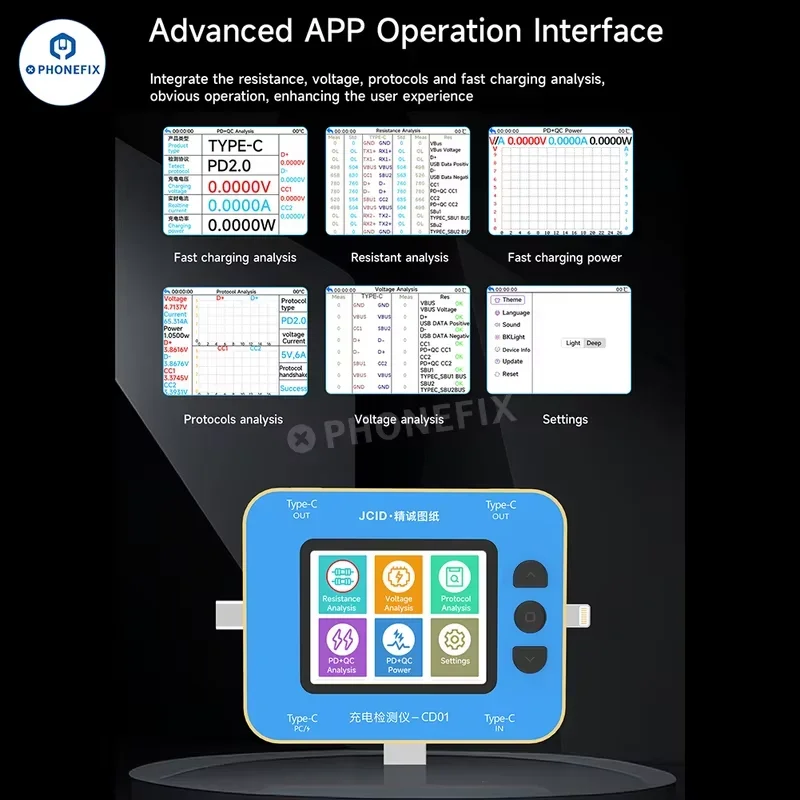 Imagem -05 - Jcid-detector de Carregamento em Tempo Real Monitor de Tensão Detecção de Falha Teste de Diagnóstico sem Desmontagem para Reparo do Telefone