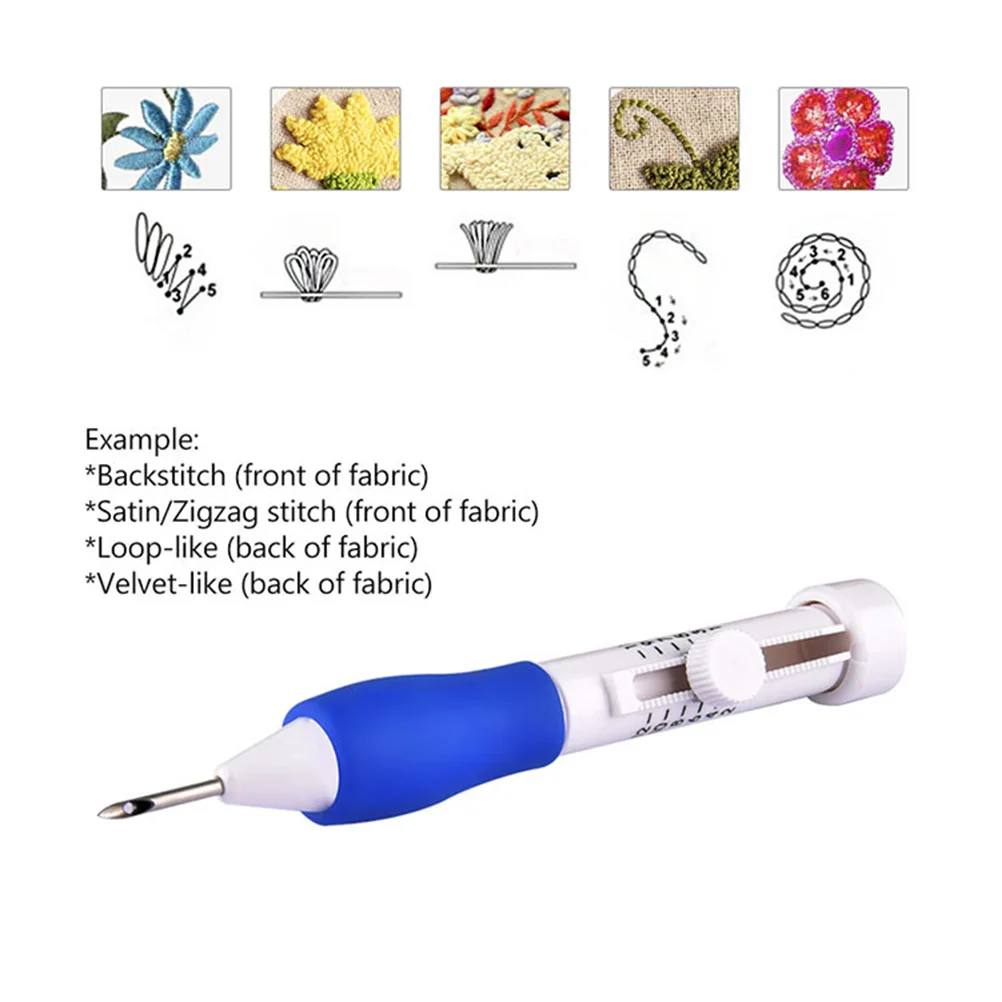 

Embroidery Tool Set Punch Needle Kit Pen for 3D Stitching Textile Art Flowers Patterns Writing Curtain Pillowcase