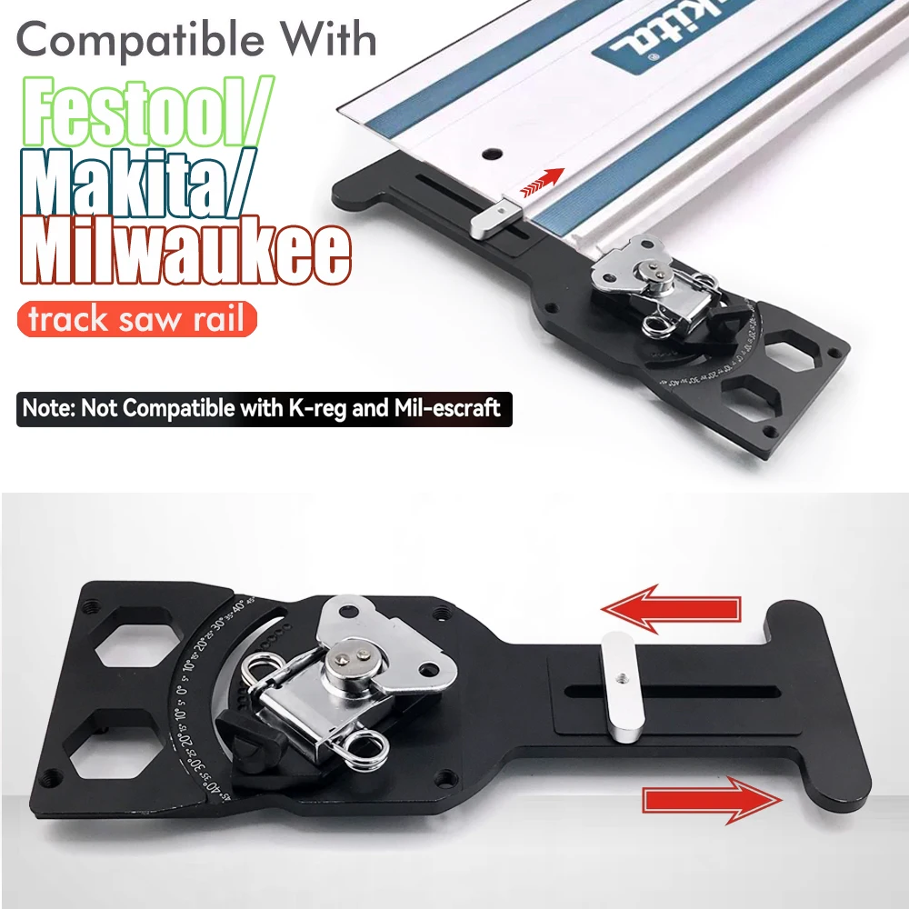 Track Saw Square Adjustable Angle With -45° To 45° Quick Positive Stops and 90 Degree Right Angle Rail Square Guide