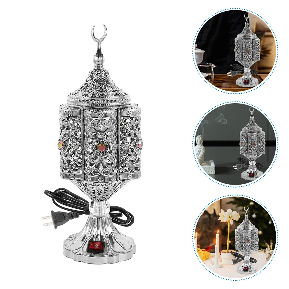 

Plug-in Electric Incense Burner Aroma Bakhoor Stove Decorative Iron Middle East Style Safe for Kids Pets Home Office Tea