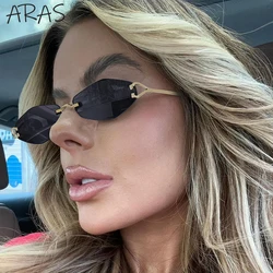 Fashion Rimless Rhombus Sunglasses Women 2024 Luxury Brand Small Frame Sun Glasses Men Vintage Classic Polygonal Shades Eyewear