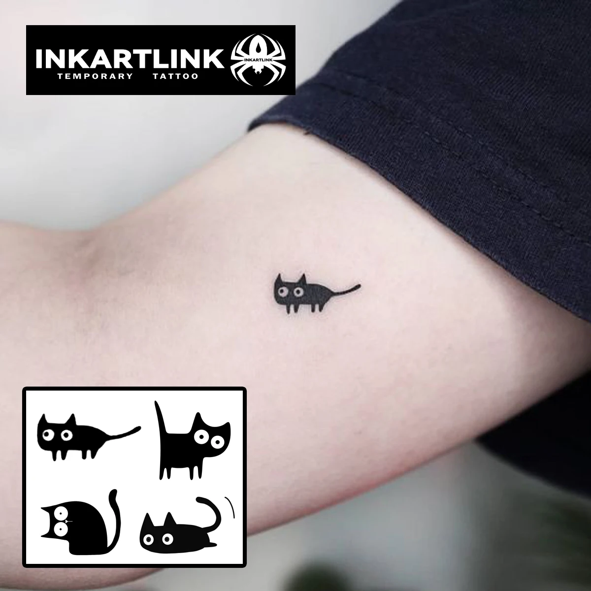 Cute kitten Temporary Tattoo,Lasts To 15 Days New Technology Magic Waterproof Semi Permanent Sticker.